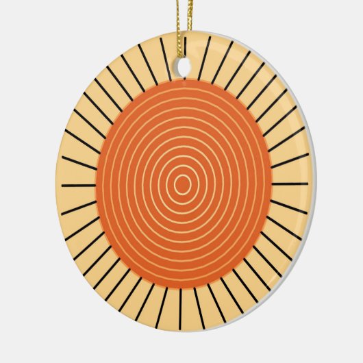 Modern Geometric Sunburst - Mandarin Orange Keramikornament (Links)