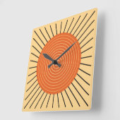 Modern Geometric Sunburst - Mandarin Orange Quadratische Wanduhr (Winkel)