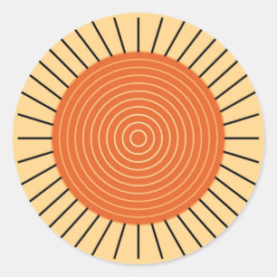 Modern Geometric Sunburst - Mandarin Orange Runder Aufkleber