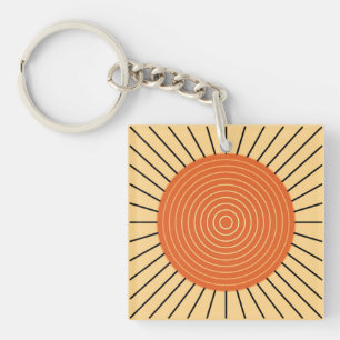Modern Geometric Sunburst - Mandarin Orange Schlüsselanhänger