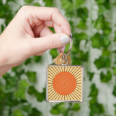 Modern Geometric Sunburst - Mandarin Orange Schlüsselanhänger (Hand)