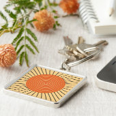 Modern Geometric Sunburst - Mandarin Orange Schlüsselanhänger (Seite)