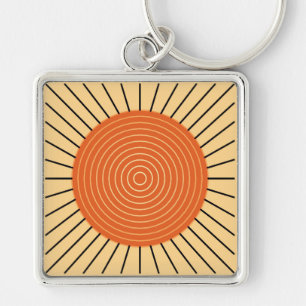 Modern Geometric Sunburst - Mandarin Orange Schlüsselanhänger