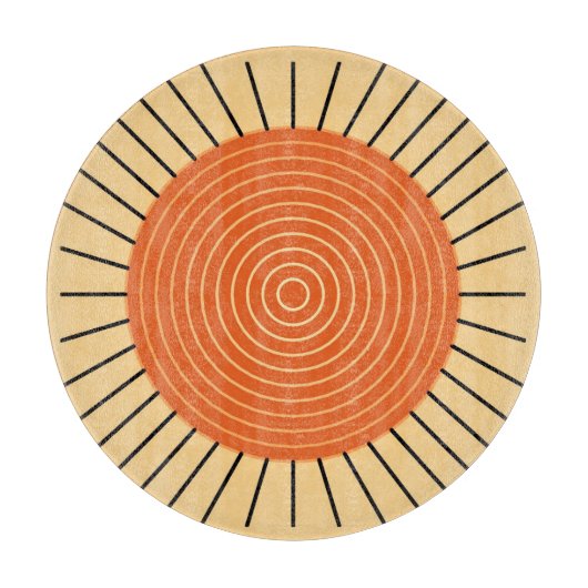 Modern Geometric Sunburst - Mandarin Orange Schneidebrett (Vorderseite)