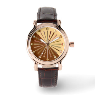 Modern Geometric Sunburst, Mustard Gold Armbanduhr