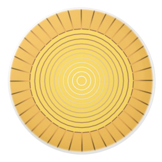 Modern Geometric Sunburst - Mustard Gold / Gelb Keramikknauf (Vorderseite)