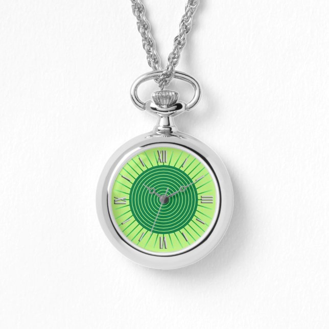 Modern Geometric Sunburst - Smaragdgrün und Limon Armbanduhr (Vorderseite)