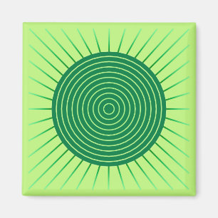 Modern Geometric Sunburst - Smaragdgrün und Limon Magnet