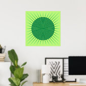 Modern Geometric Sunburst - Smaragdgrün und Limon Poster (Heimbüro)