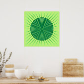 Modern Geometric Sunburst - Smaragdgrün und Limon Poster (Küche)