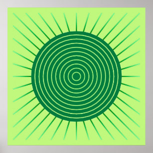 Modern Geometric Sunburst - Smaragdgrün und Limon Poster
