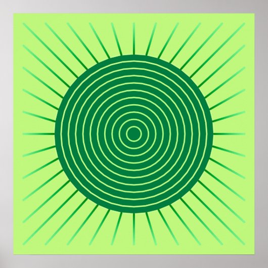 Modern Geometric Sunburst - Smaragdgrün und Limon Poster (Vorne)