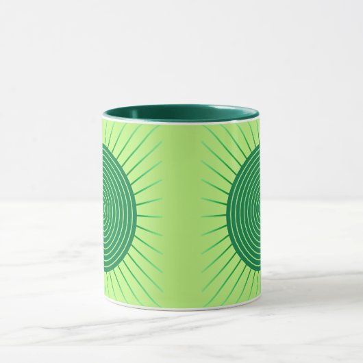Modern Geometric Sunburst - Smaragdgrün und Limon Tasse (Zentrum)