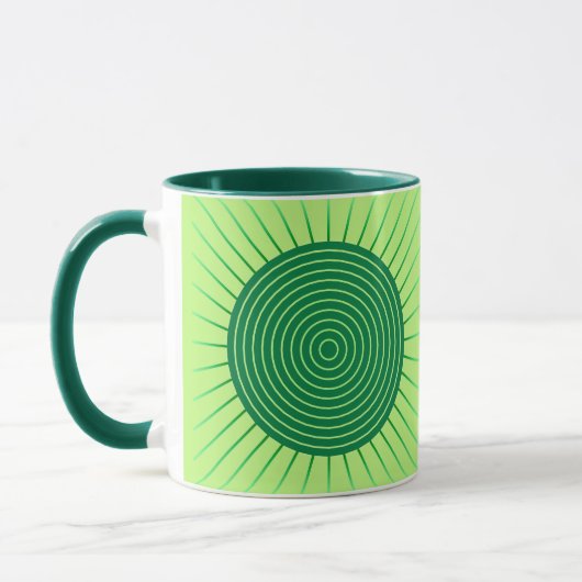 Modern Geometric Sunburst - Smaragdgrün und Limon Tasse (Links)