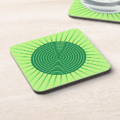 Modern Geometric Sunburst - Smaragdgrün und Limon Untersetzer (Linke Seite)