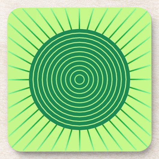 Modern Geometric Sunburst - Smaragdgrün und Limon Untersetzer (Vorderseite)