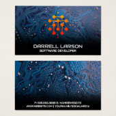 Modern Geometric Tech-Logo | Blue Circuit Board (Vorne & Hinten)