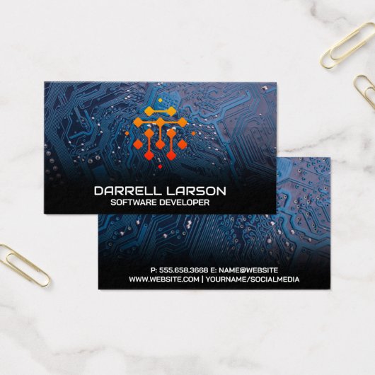 Modern Geometric Tech-Logo | Blue Circuit Board (Büro)