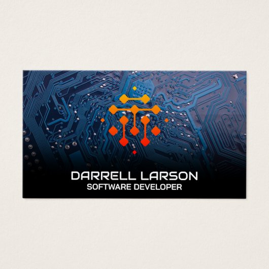 Modern Geometric Tech-Logo | Blue Circuit Board (Vorderseite)