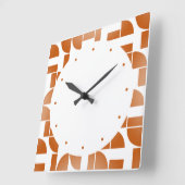 Modern Geometric Terracotta White Pattern Quadratische Wanduhr (Winkel)
