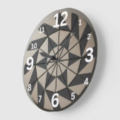 Modern Geometric Tribal Aztec Pattern Beige Grey N Große Wanduhr (Winkel)