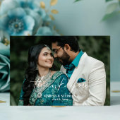 Modern Geometric Wedding Photo Thank You Card Dankeskarte
