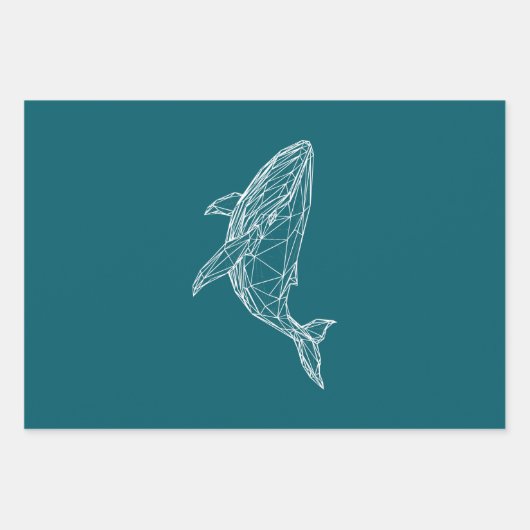 Modern Geometric Whale Wrapping Paper Geschenkpapier Set (Vorderseite)