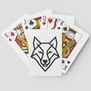 Modern Geometric Wolf Head Minimalist Line Art T-S Spielkarten