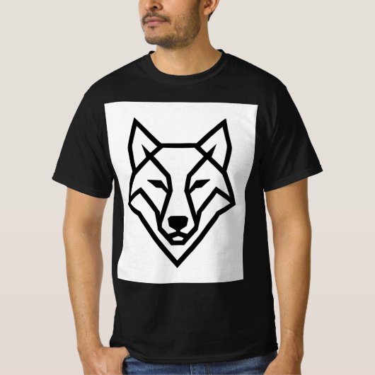 Modern Geometric Wolf Head Minimalist Line Art T-S T-Shirt (Vorderseite)