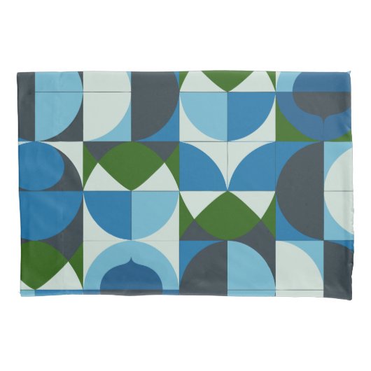 Modern geometrisch blau und grün Abstrakt Kissenbezug (Vorderseite)