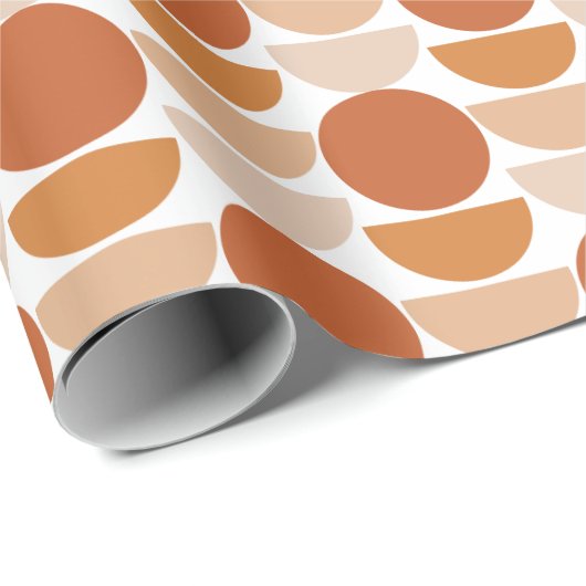 Modern geometrisch orangefarbene Retrokreise grafi Geschenkpapier (Rolleneckpunkt)