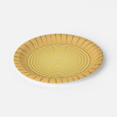 Modern geometrisch Sunburst - Mustard Gold / Gelb Pappteller (Schrägansicht)