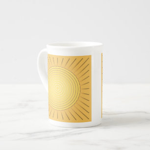 Modern geometrisch Sunburst - Mustard Gold / Gelb Porzellantasse