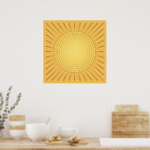 Modern geometrisch Sunburst - Mustard Gold / Gelb Poster (Küche)
