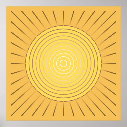 Modern geometrisch Sunburst - Mustard Gold / Gelb Poster (Vorne)