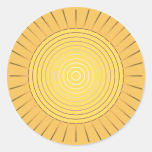 Modern geometrisch Sunburst - Mustard Gold / Gelb Runder Aufkleber