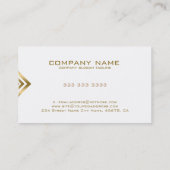 Modern geometrisch weiß und Gold Visitenkarte (Rückseite)