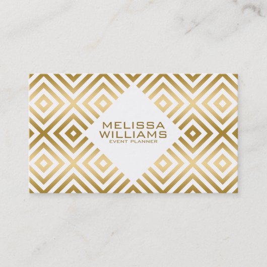 Modern geometrisch weiß und Gold Visitenkarte (Vorderseite)