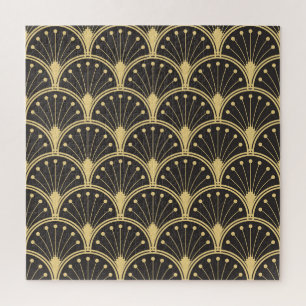 Modern geometrische, goldgedeckte Fliesen Puzzle