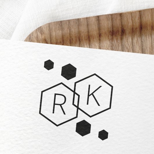 Modern geometrische Hexagons Hochzeitmonogramm Gummistempel