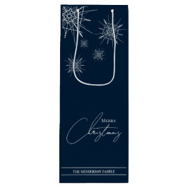 Modern | Geometrische Schneeflocken | ZollWeihnach Geschenktüte Für Weinflaschen