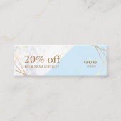 Modern Geometrisches Gold-Marmor-Pastell Blue Coup Mini Visitenkarte (Vorderseite)