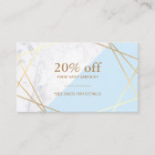 Modern Geometrisches Gold-Marmor-Pastell Blue Coup Visitenkarte (Vorderseite)