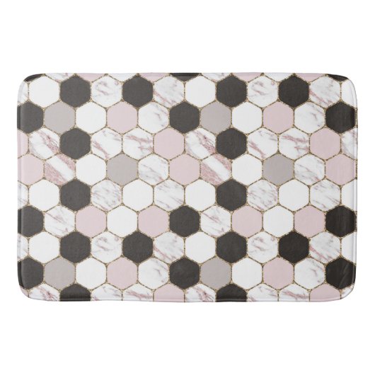 Modern geometrisches Marble Hexagon-Muster Badematte (Vorderseite)