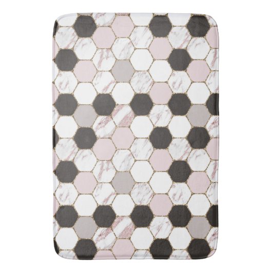 Modern geometrisches Marble Hexagon-Muster Badematte (Vorderseite Vertikal)