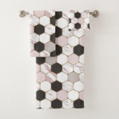 Modern geometrisches Marble Hexagon-Muster Badhandtuch Set (Insitu)