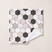 Modern geometrisches Marble Hexagon-Muster Badhandtuch Set (Waschlappen)