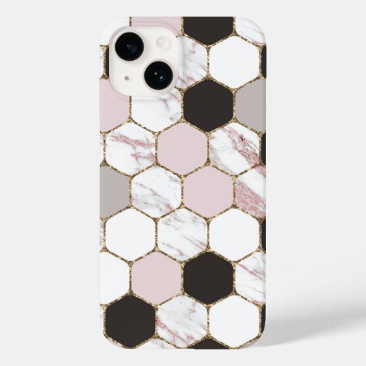Modern geometrisches Marble Hexagon-Muster Case-Mate iPhone Hülle (Rückseite)