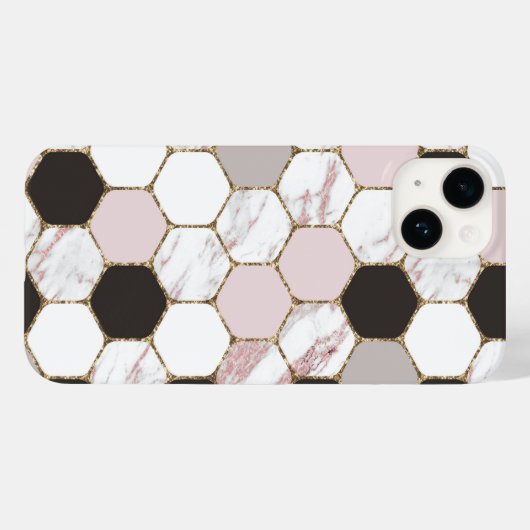 Modern geometrisches Marble Hexagon-Muster Case-Mate iPhone Hülle (Rückseite (Horizontal))