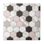 Modern geometrisches Marble Hexagon-Muster Fliese (Vorderseite)